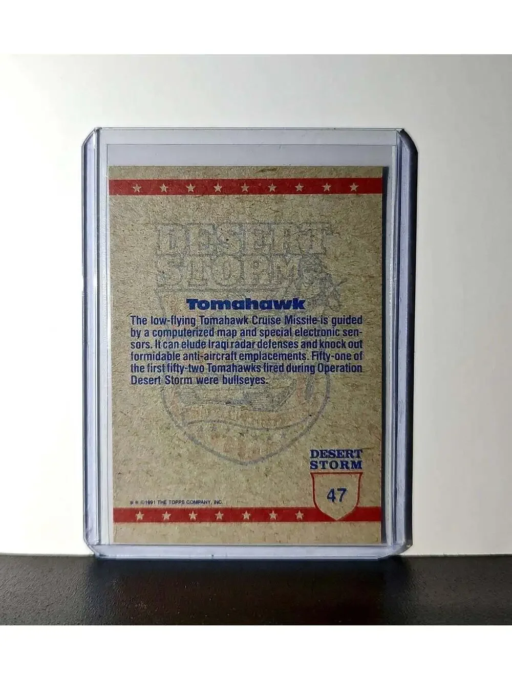 Tomahawk Missile in Flight 1991 Topps Desert Storm #47 Card - Picture 2 of 10